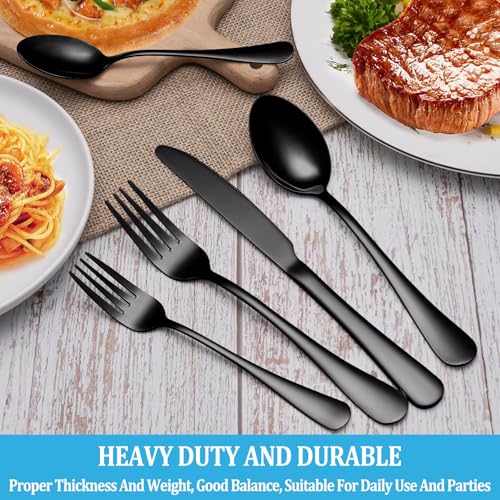 30 Pcs Black Silverware Set (30 Count)