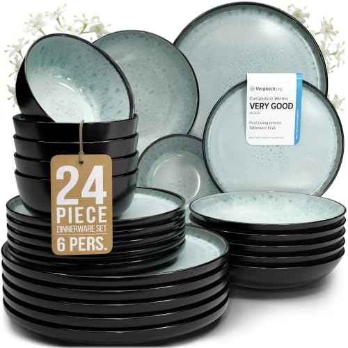 24 Piece Stoneware Dinnerware Set for 6 (24 Count)