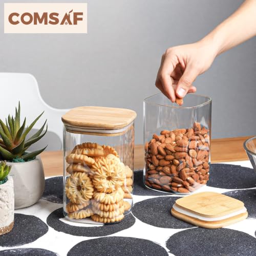 Square Glass Containers with Lids 1.2 Qt (4 Count)