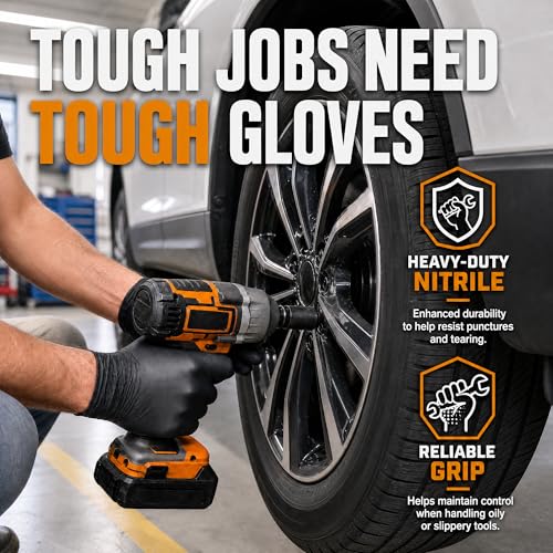 Nitrile Gloves Disposable Rubber Latex Gloves Black Nitrile Gloves Medium Disposable Rubber Latex Mechanic HEAVY DUTY 7 Mil Gloves (1000 Count)