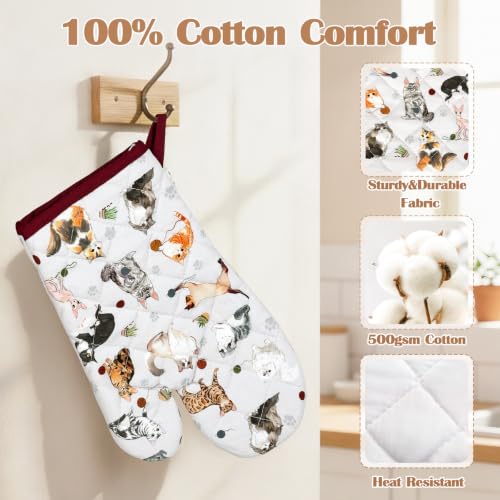 Cute Cat Oven Mitts and Pot Holders Set (2 Count)