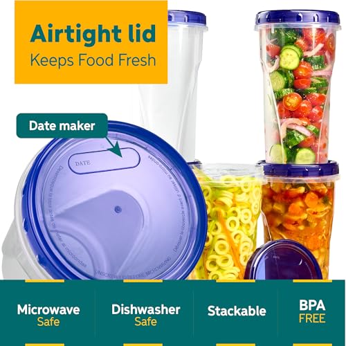 12 Pack Twist Cap Food Storage Containers with Blue Screw on Lid