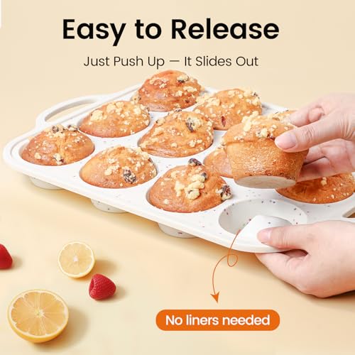 Silicone Muffin Pan with Metal Reinforced Frame (2 Count)