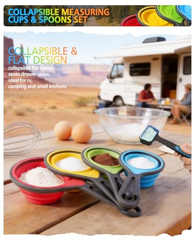 Collapsible Measuring Cups and Spoons Set with Funnel