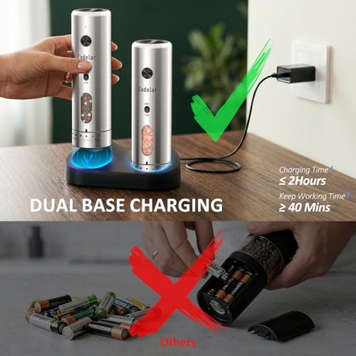 Electric Salt and Pepper Grinder Set with Charging Base (2 Count)