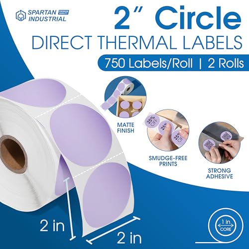 2" Circle Purple Direct Thermal Labels (2 Count)