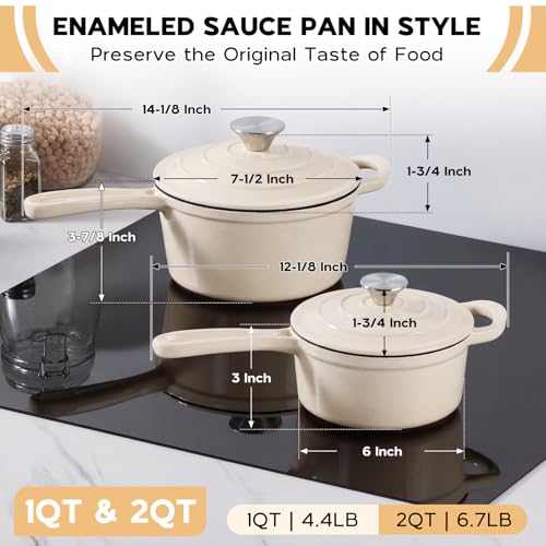 Enameled Cast Iron Saucepan Set (2 Count)