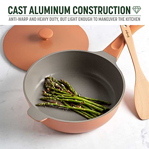 All-in-One Pan, Multilayer Nonstick Cookware Set, High-Performance Construction, Multipurpose Design Replaces Multiple Pots and Pans, Dishwasher Safe, 11-Inch, 4.4-Quart Capacity, Terracotta