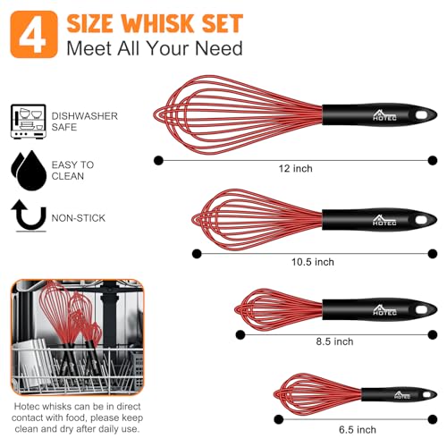 4 Pieces Silicone Whisks Set (4 Count)