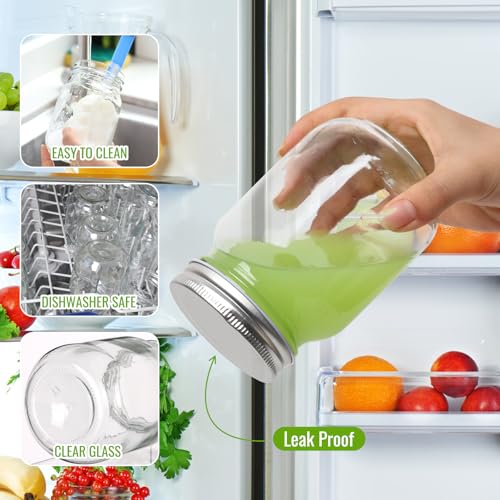 Glass Mason Jars 16 oz (16 Fl Oz)
