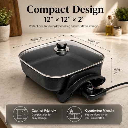 Square Electric Skillet with Lid