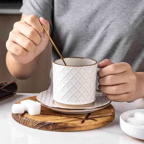 6 OZ Coffee Mugs with Saucer and Stand (4 Count)