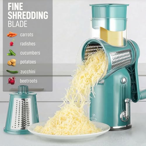 Rotary Cheese Grater Manual Hand Crank 5 Blade Shredder
