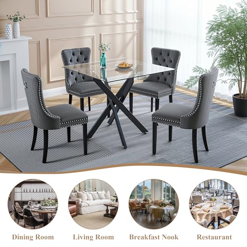 36” Square Glass Dining Table for 4