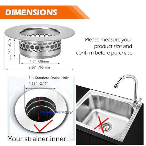 Hair Catcher Shower Drain Bathtub Lavatory Sink Drain Strainer for Laundry (2 Count)