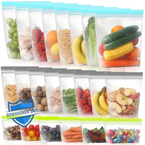 22 Pack Stand Up Reusable Freezer Bags