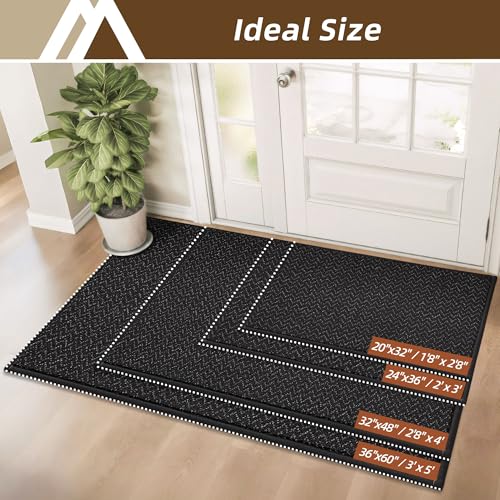 Dirt Trapper Door Mat 20"x32" Non Slip Washable Black (4.44 Sq Ft)
