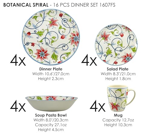 16 Piece Porcelain Dinnerware Set for 4