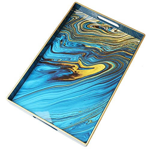 Serving Tray Marble Decorative Tray Plastic Rectangular Coffee Table Tray for Living Room