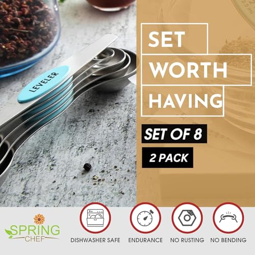 Stainless Steel 8 Magnetic Measuring Spoons (2 Count)