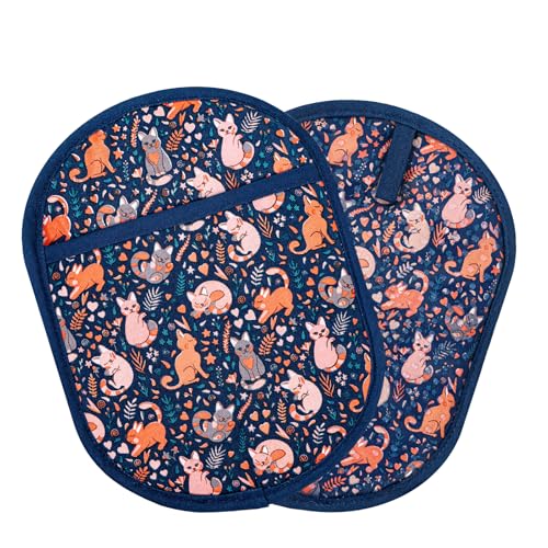 Pot Holders with Transparent Clear Silicone Shell and Nice Cat Flower (2 Count)