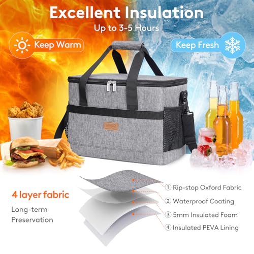 Cooler Bag 30 Cans Collapsible and Insulated Large Lunch Bag Leakproof Soft Cooler Portable for Camping