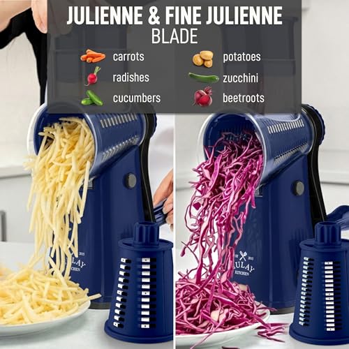 Rotary Cheese Grater Manual Hand Crank 5 Blade Shredder