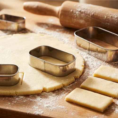 Rounded Rectangle Cookie Cutter Stainless Steel Plaque Cookie Cutters Geometric Frame Cookie Cutters Shapes Molds for Baking 1 Inch Depth (4 Count)