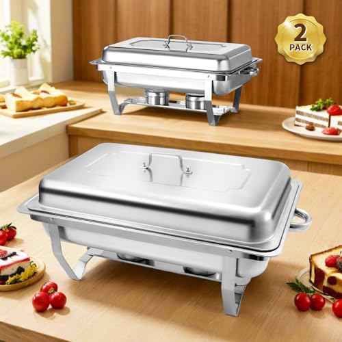 8 Qt 2 Pack Full Size Stainless Steel Chafing Dishes Buffet Set