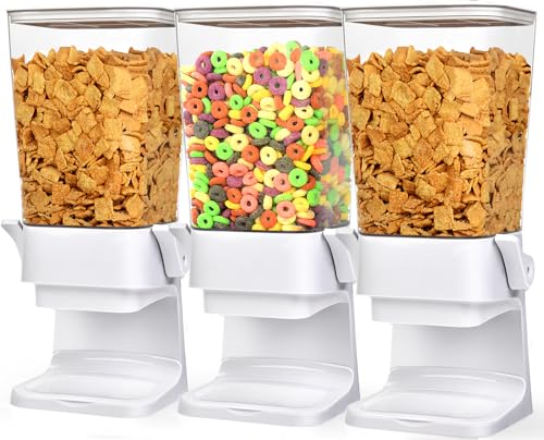 Cereal Dispenser Countertop Large Cereal Containers Storage White (3 Count)