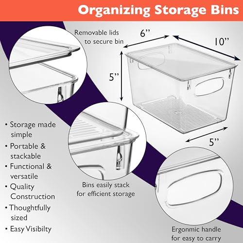 Pantry Storage Bins with Lids for Kitchen & Fridge (8 Count)