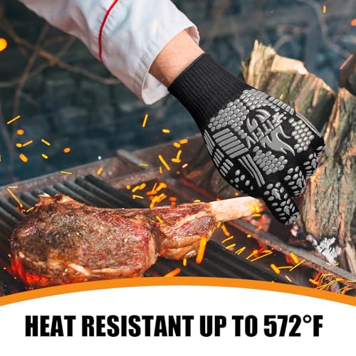 BBQ Gloves 1472°F Heat Resistant with Silicone Grip Oven Mitts (2 Count)