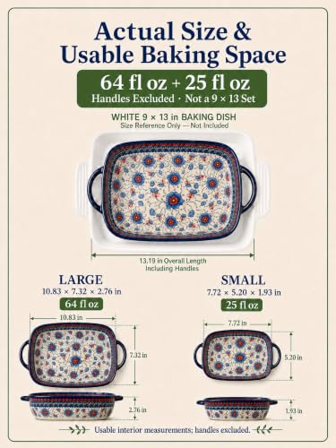 2 Piece Polish Pottery Style Ceramic Baking Dish Set (2 Count)