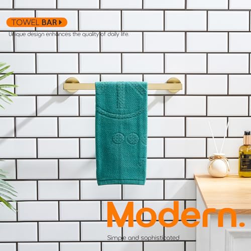 12 Inch Bathroom Towel Bar Bath Towel Rack Kitchen Towel Holder Towel Ring Wall Mounted SUS304 Stainless Steel Brushed Gold AN4001GD