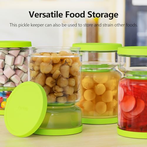 Glass Pickle Container with Strainer