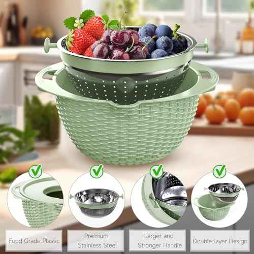 4 1 Strainer with Bowl & Spoons Set