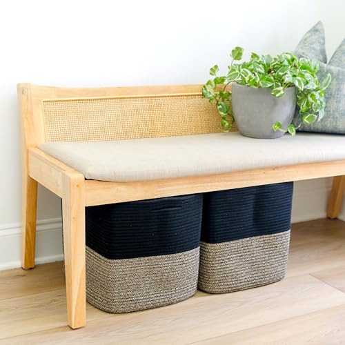 13 Inch Cube Storage Bins Cotton Rope Woven Baskets for Organizing 3 (3 Count)