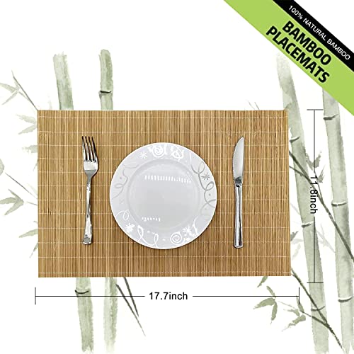 Set of 4 Pcs Bamboo Placemats Sushi Rolling Mat Japanese Style Natural Anti (4 Count)
