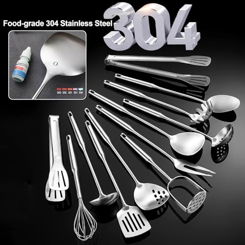 Stainless Steel Kitchen Utensils 12 Pcs (12 Count)