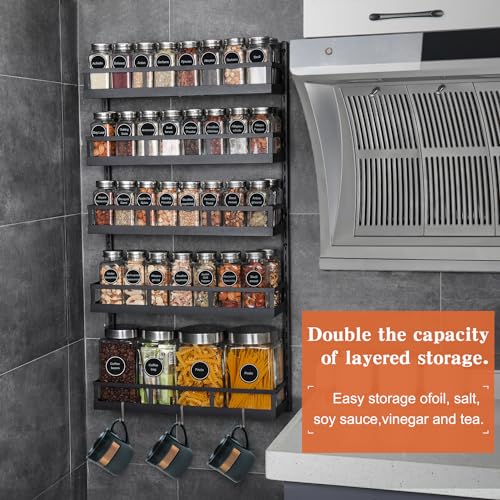 Wall Mount Spice Rack Organizer 5 Tier Height
