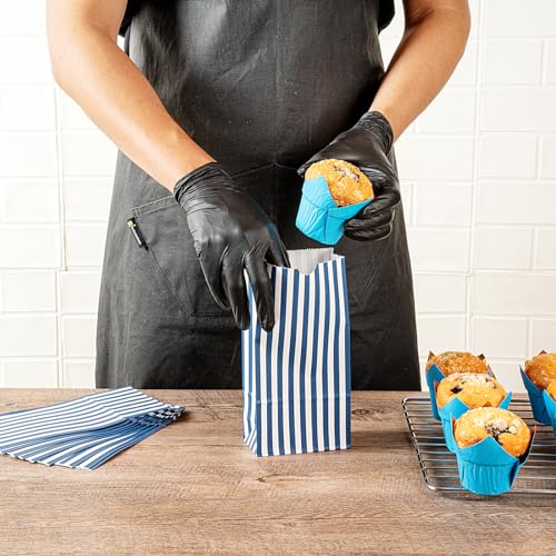 Blue And White Stripe Paper Bag (100 Count)