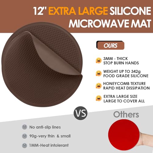 Brown Silicone Microwave Mat 12 inch Extra Large Multi