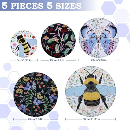 5Pcs Reusable Beeswax Elastic Bowl Covers for Bread Proofing and Food Cover (5 Count)