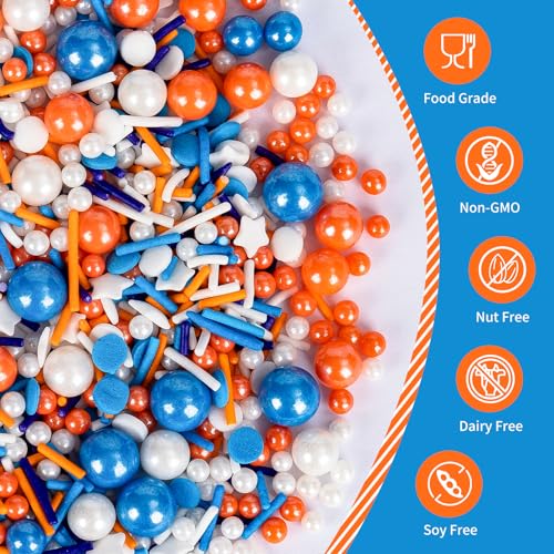 Edible Blue Orange Sprinkles for Cake Decorating (4.58 Ounce)