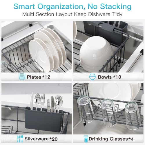 Gray Dish Drying Rack in Sink