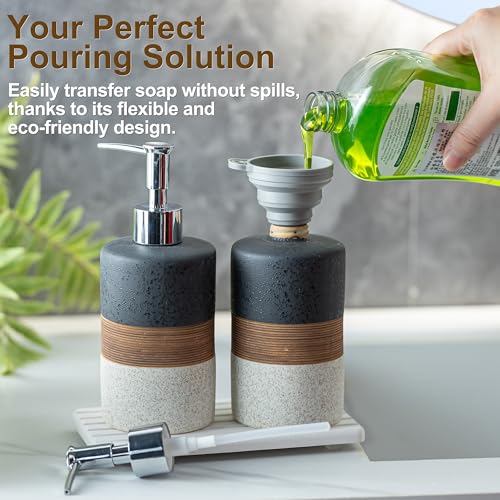 Ceramic Dish Soap Dispensers Set of 2 for Kitchen and Bathroom (2 Count)