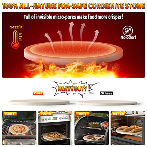 16''Pizza Stone for Oven and Grill with Pizza Peel