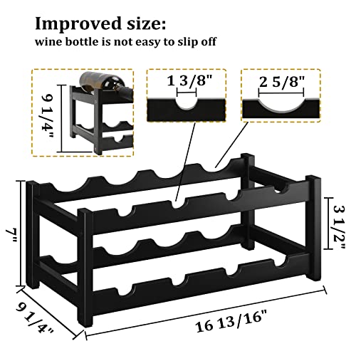 Wine Rack Freestanding 8 Bottle 2 Tier Bamboo Wine Racks Countertop Cabinet Wine Holder Wine Storage Shelf for Kitchen