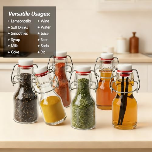 20pack 2oz Swing Top Glass Bottles with Airtight Lids for Vanilla