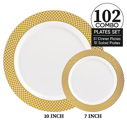 Gold Plastic Plates Set (51 Count)